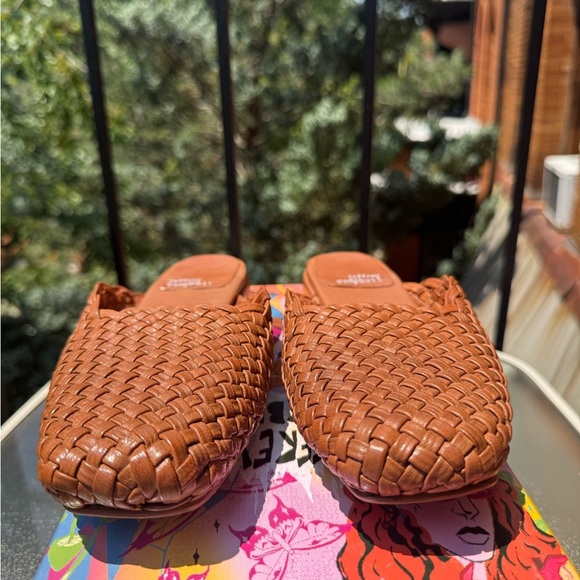 New Jeffrey Campbell Interweave Kitten Heel Woven Mule Sandal Shoes Brown 10 - Picture 7 of 15